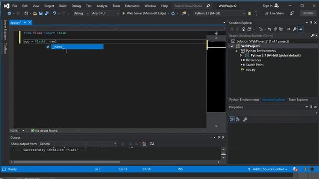 Python First Web App | Visual Studio 2019 | Getting started смотреть онлайн