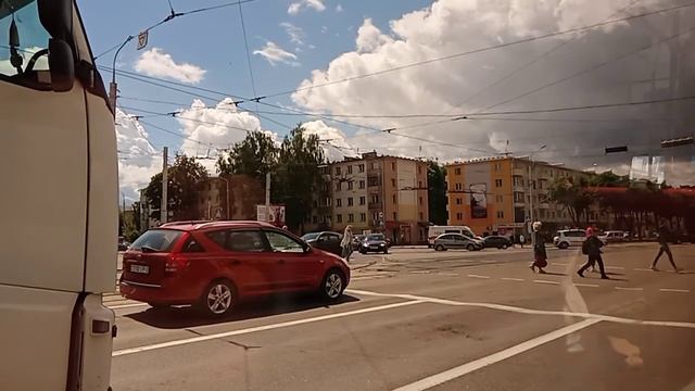 Витебск.Поездка на троллейбусе БКМ-32102 #143 маршрут 5“Магазин «Доброном»—Ж/д Вокзал" смотреть онлайн