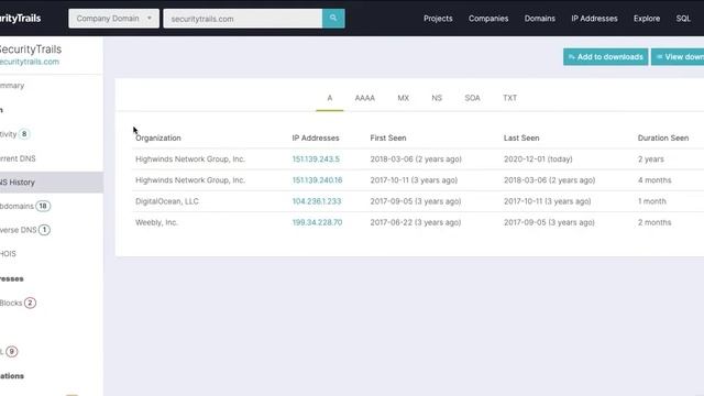 SecurityTrails SurfaceBrowser™: Downloading Results смотреть онлайн