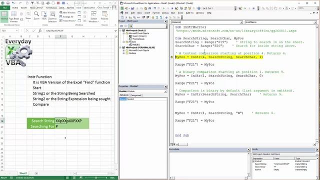 Excel VBA (Macro) Instr Function смотреть онлайн