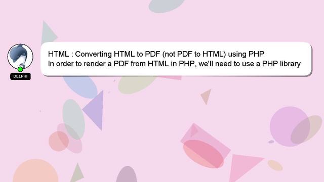 HTML : Converting HTML to PDF (not PDF to HTML) using PHP смотреть онлайн