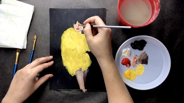 КАК НАРИСОВАТЬ ДЕВУШКУ • Рисование для начинающих • Картина акрилом без опыта • Девушка в перьях смотреть онлайн
