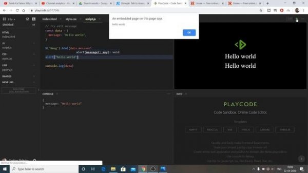 PlayCode.io Online Code Editor for Building Apps in Javascript,Reactjs and Vue js Full Example
