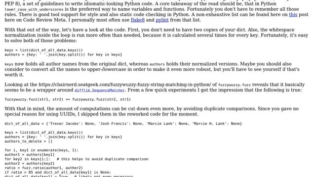 Code Review: Better way to iterate through a dictionary and comparing its keys with itself смотреть онлайн