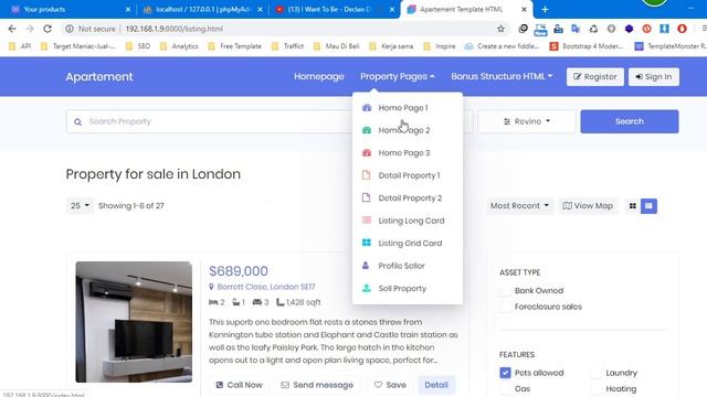 Review HTML Template Apartement For with bootstrapstudio смотреть онлайн