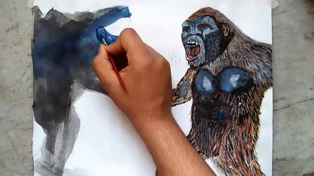 Amazing drawing Godzilla Vs kong using poster colours. смотреть онлайн
