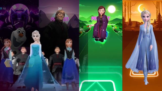 Frozen Olaf 🆚 Kristoff 🆚 Anna 🆚 Elsa in Tiles Hop EDM Rush смотреть онлайн