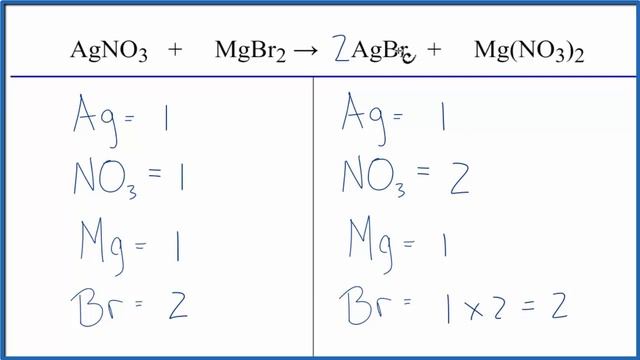How to Balance AgNO3 + MgBr2 = AgBr + Mg(NO3)2 | Silver Nitrate + Magnesium bromide смотреть онлайн