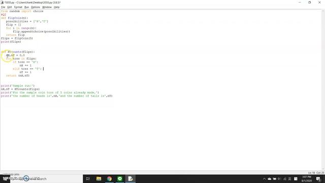using python to count the number of heads and tails when you flip a coin смотреть онлайн