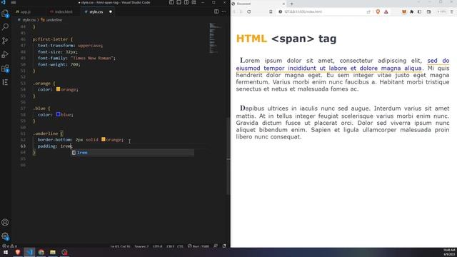 HTML span tag - with CSS and JavaScript смотреть онлайн