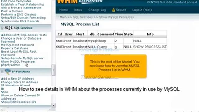 How to see details in WHM about the processes currently in use by MySQL - WHM Service Tutorials смотреть онлайн