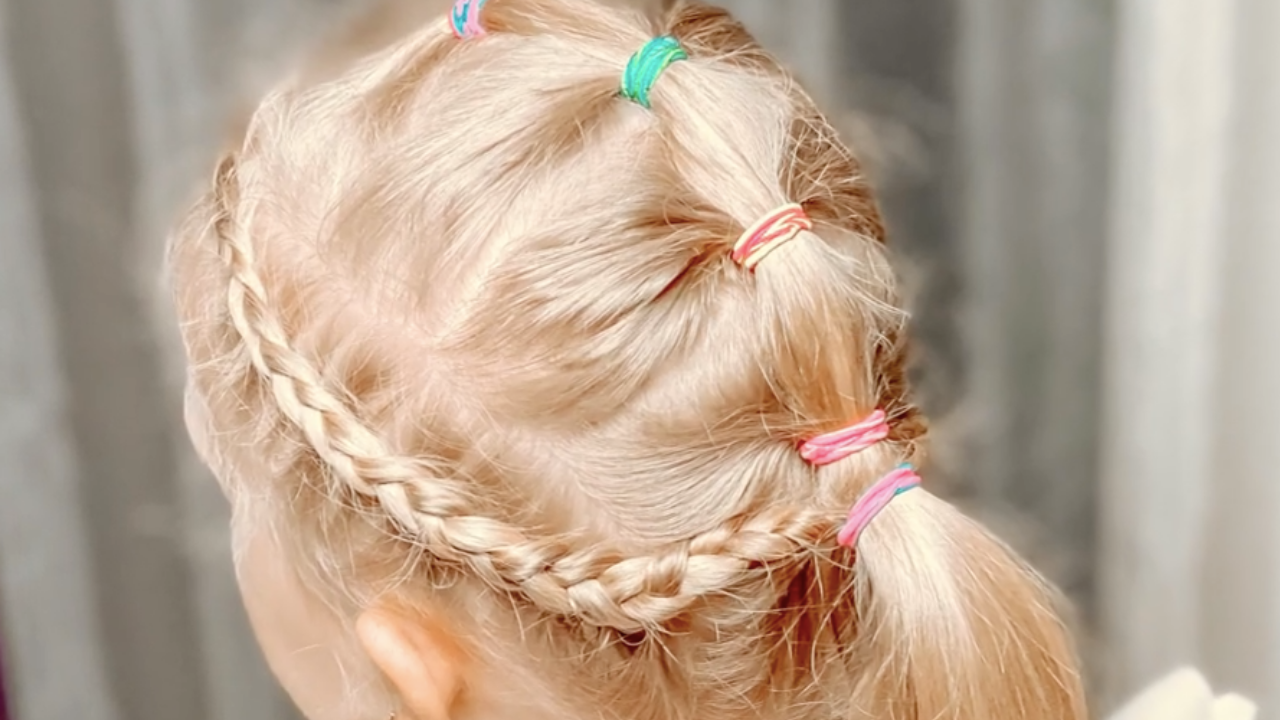 Детская прическа с разноцветными резинками смотреть онлайн