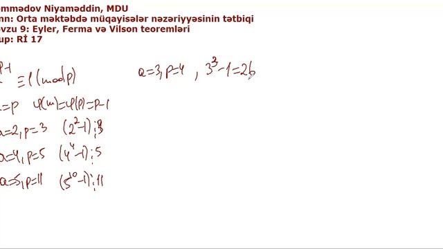 Mühazirə 9. Eyler, Ferma və Vilson teoremləri смотреть онлайн