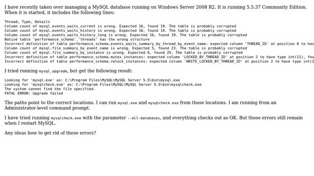 Unable to run update_mysql in MySQL 5.5 смотреть онлайн