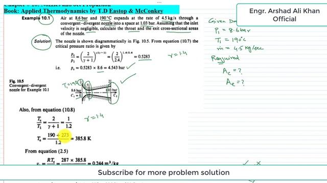 Example # 10.1:Calculating the throat and exit cross-sectional areas for convergent-divergent nozzl смотреть онлайн