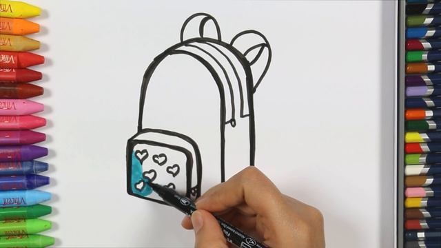 Как рисовать рюкзак - Рюкзак раскраска - Как покрасить рюкзак - Как рисовать и цвет смотреть онлайн