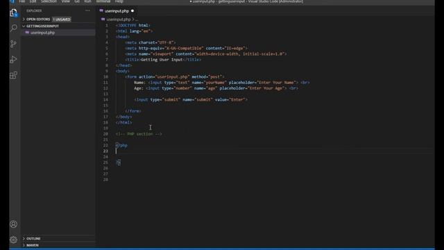 Getting user input in PHP смотреть онлайн