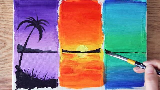 Acrylic painting tutorial | 3type landscape | Easy Acrylic Painting #14 смотреть онлайн