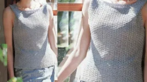 Стильный, модный топ - быстро вяжется простым узором из двух рядов