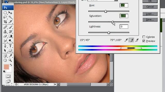 Changing skin colors: Photoshop retouching смотреть онлайн