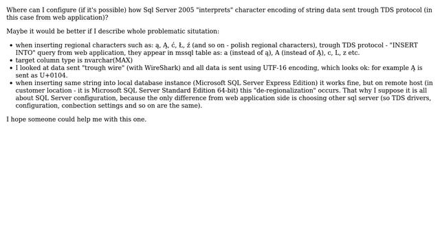 Character encoding in sql server 2005 смотреть онлайн