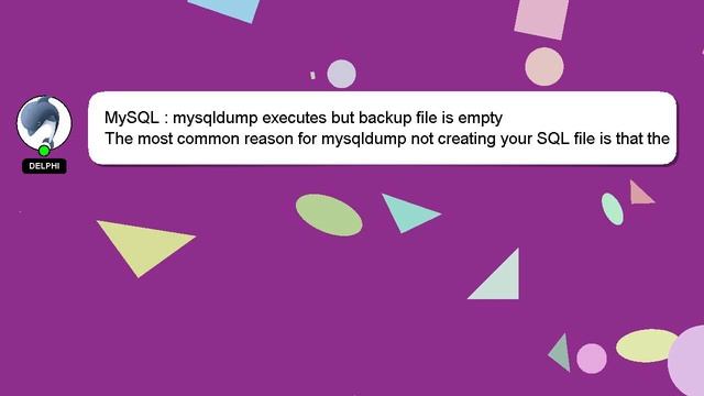 MySQL : mysqldump executes but backup file is empty смотреть онлайн