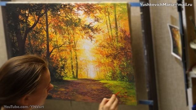 Acrylic Landscape Painting - Autumn / Easy Art / Осенний пейзаж акрилом. Уроки рисования. Живопись смотреть онлайн