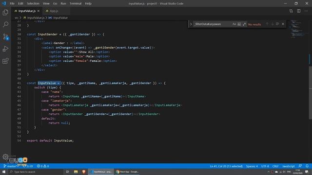 Tutorial React.js Part-9 : Penjelasan Kode = Filter Data Karyawan Menggunakan State dan .Filter() смотреть онлайн