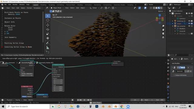 Making Sequins Geometry Node Christmas Ornament in Blender 3.0 смотреть онлайн