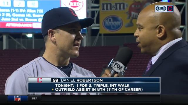Daniel Robertson battles hoarse voice to discuss his heroics after Indians' wild win смотреть онлайн