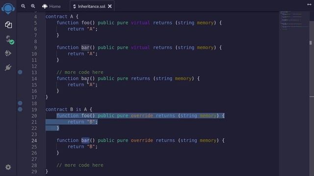 Inheritance | Solidity 0.8 смотреть онлайн