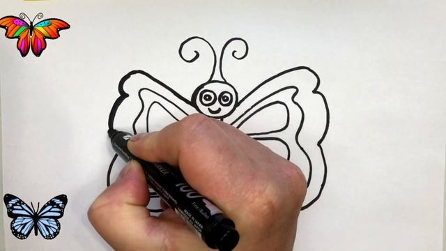 Как нарисовать Бабочку для детей.How to draw a Butterfly for children смотреть онлайн