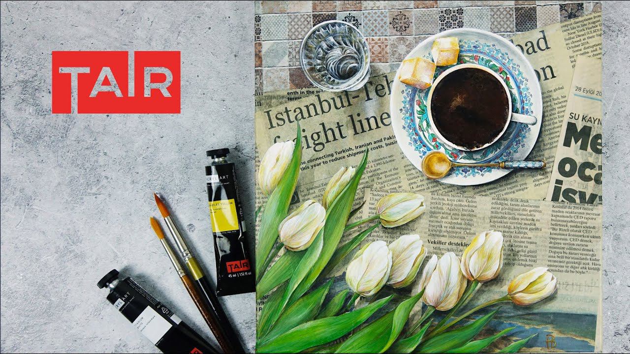 Рисуем по газете на холсте. Турецкий кофе. Картина с декупажем смотреть онлайн