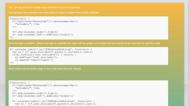 Javascript Date Range Picker - Single Calendar for Range Selection смотреть онлайн