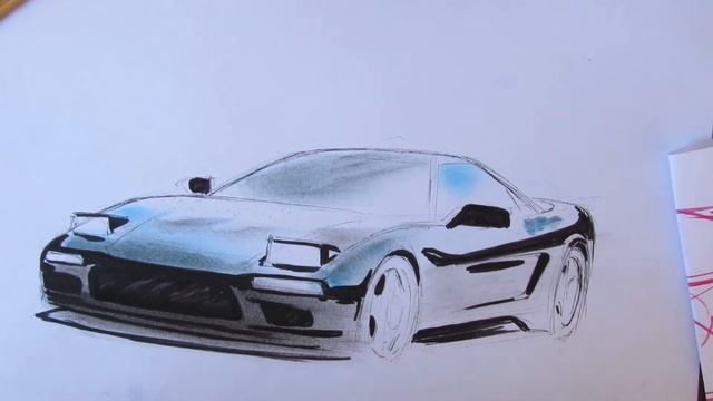COMO PINTAR  O HONDA NSX DO AYRTON SENNA USANDO GIZ PASTEL E CANETÃO HIDROCOR!