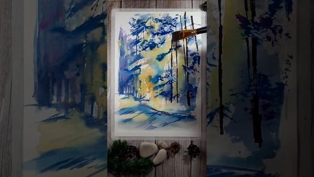 Как просто нарисовать зимний солнечный день в лесу смотреть онлайн