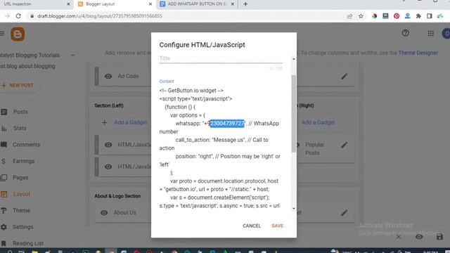 HOW TO Add WHATSAPP BUTTON On BLOGGER Blog смотреть онлайн