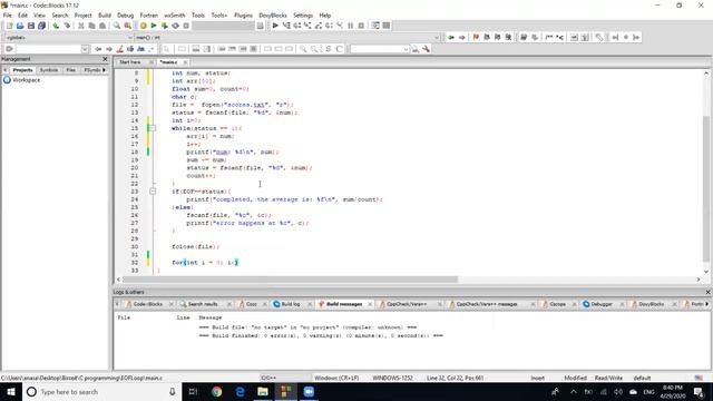 Read from file into an Array C programming смотреть онлайн