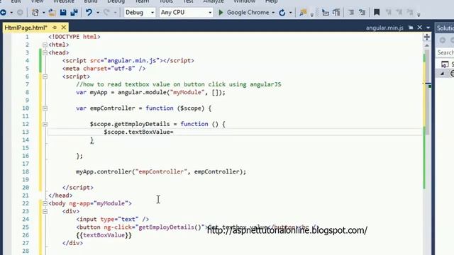 AngularJS Tutorial 6: How to read textbox data on button click using AngularJS смотреть онлайн