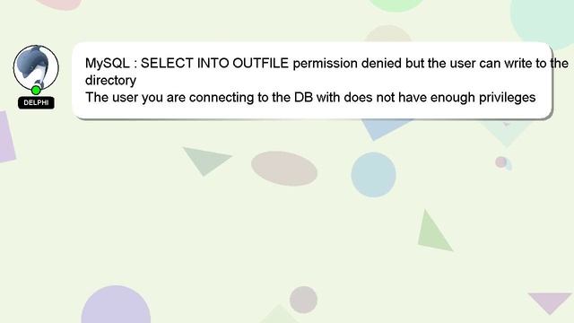 MySQL : SELECT INTO OUTFILE permission denied but the user can write to the directory смотреть онлайн