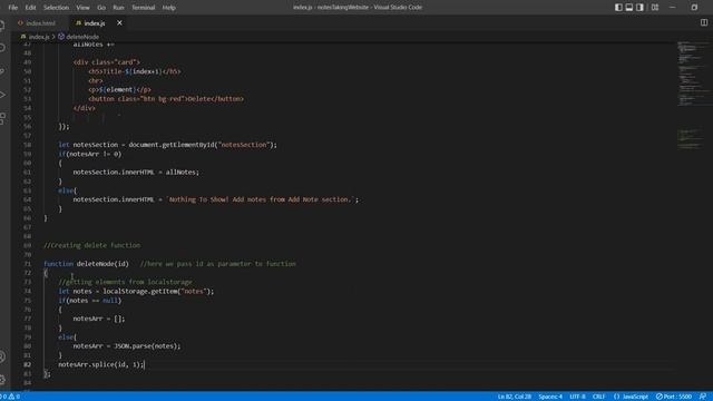 Adding delete note function, Creating Notes Taking Website in HTML, CSS and JavaScript смотреть онлайн