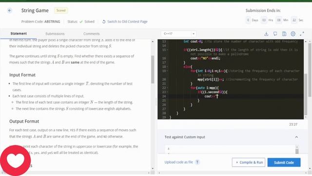 codechef String Game-solution(100%) c++ смотреть онлайн