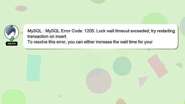 MySQL : MySQL Error Code: 1205. Lock wait timeout exceeded; try restarting transaction on insert смотреть онлайн