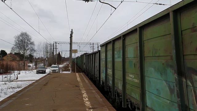 "1200 подписчиков!" Электровоз ВЛ11М-084Б/058 с грузовым поездом платформа Орудьево 23.03.2021 смотреть онлайн