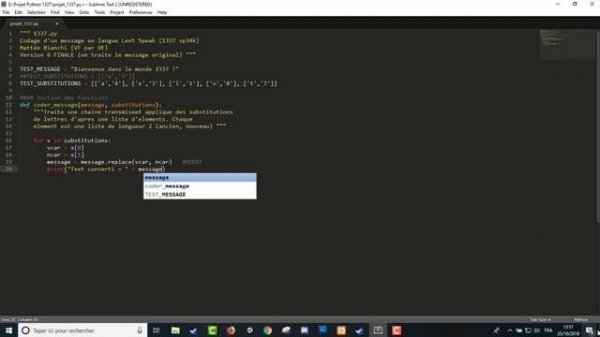 SpeedCoding #1 | Crypter de message ! | Python