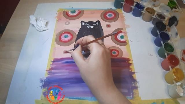 Рисуем кота гуашью с детьми смотреть онлайн