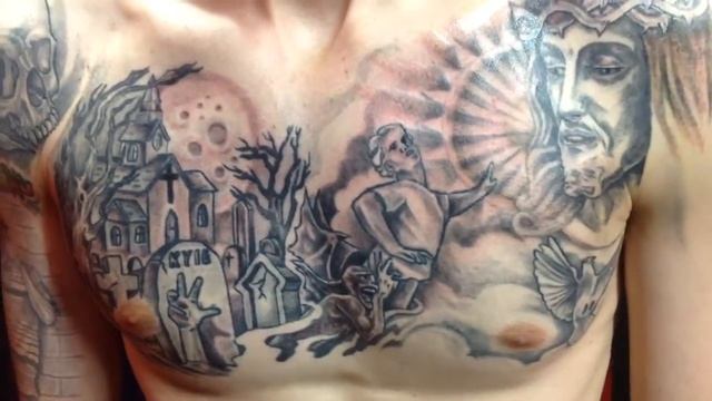 Chest tattoo by:Jesus@ crazy cactus tattoo Scottsdale Az смотреть онлайн