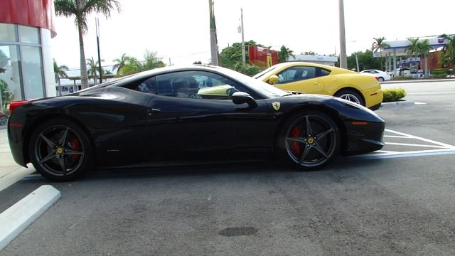 Black Ferrari 458 italia start up and drive out of showroom смотреть онлайн