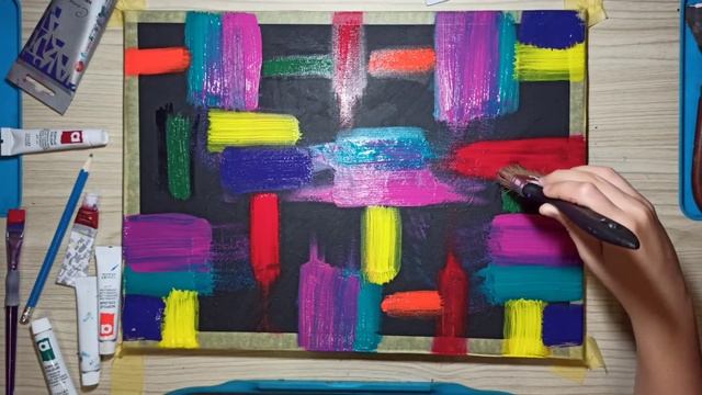 Геометрическая абстракция. Рисунок для начинающих художников, яркая картина для интерьера смотреть онлайн