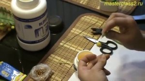 Мастер класс Веточка мимозы. Часть 2. Цветы из ткани